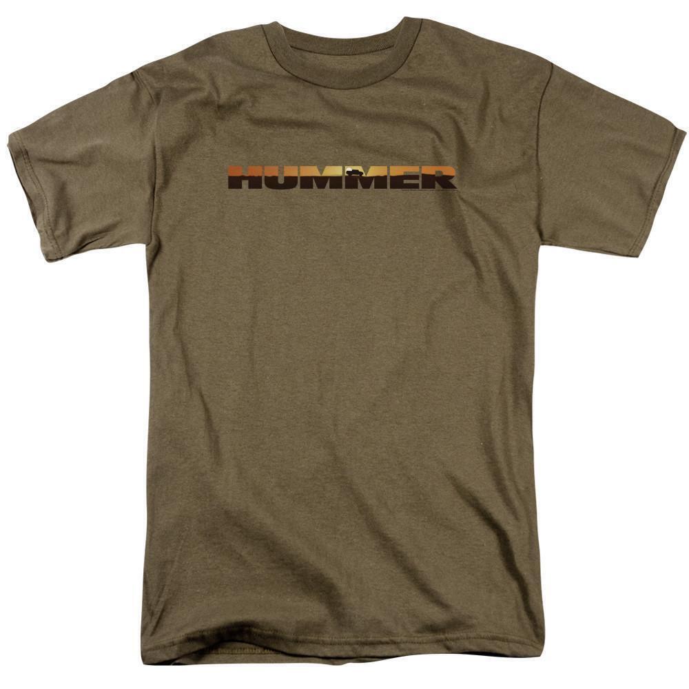 Hummer Hummer Sunset Logo Adult 181 T Shirt Safari Green